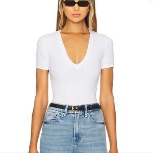 Good American Long-sleeve deep V-neck bodysuit